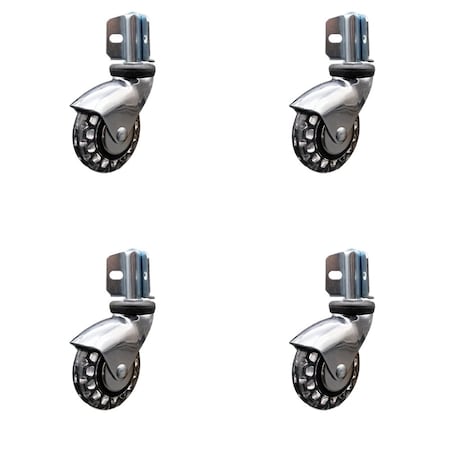 Service Caster 3'' Bright Chrome Polyurethane Casters Corner Mount Brackets, 4PK SCC-GR03S310-PPUBD-BC-71678-4-CB90-4